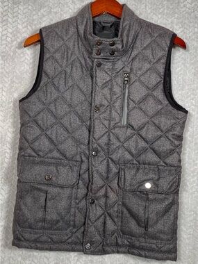 Men American Stitch Charcoal Dimond Quilted Button Zip Vest Size Small Layering